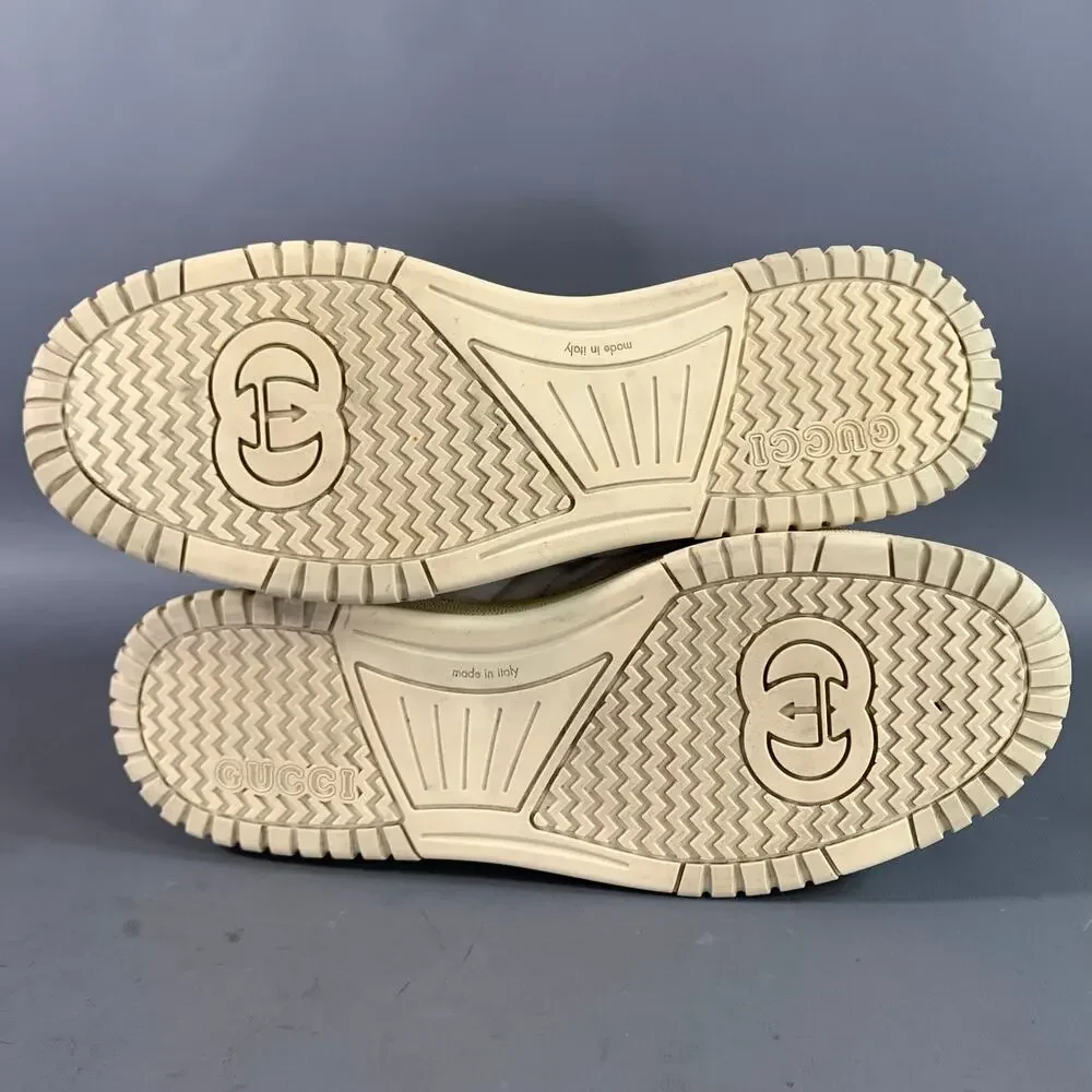 GUCCI Size 11.5 White Leather Lace Up Sneakers